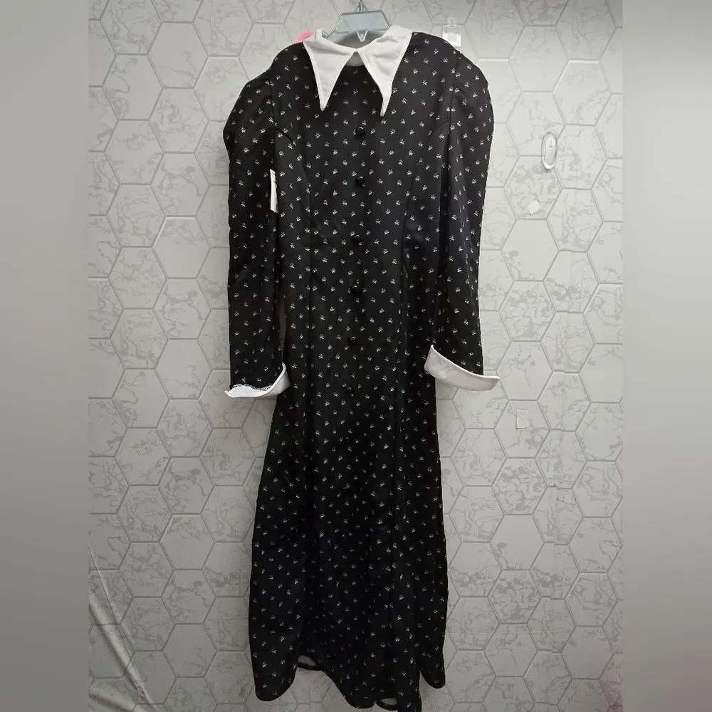 NEW Wednesday Addams Child School Uniform Dress Costume Girl's